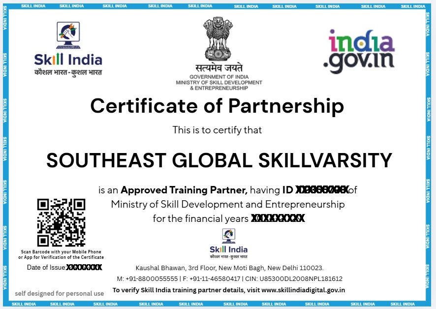 SKILL INDIA Auth. Certificate